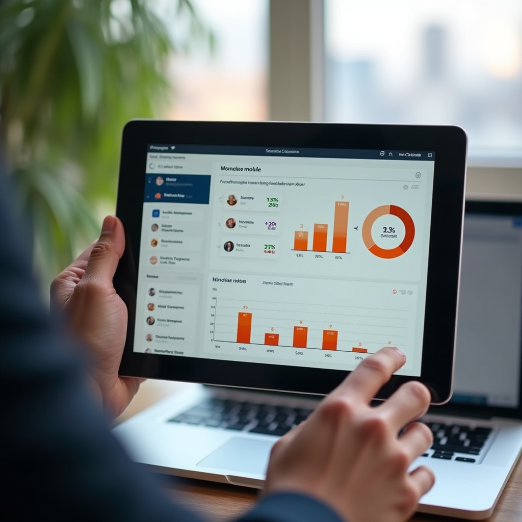 Ecran cu structura unui modul de curs afișând un dashboard cu indicatori financiari